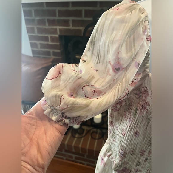 Never Worn! Black Tape Floral Mini Dress! Size:XL Color:Pink/Green on Taupe. - Picture 4 of 6